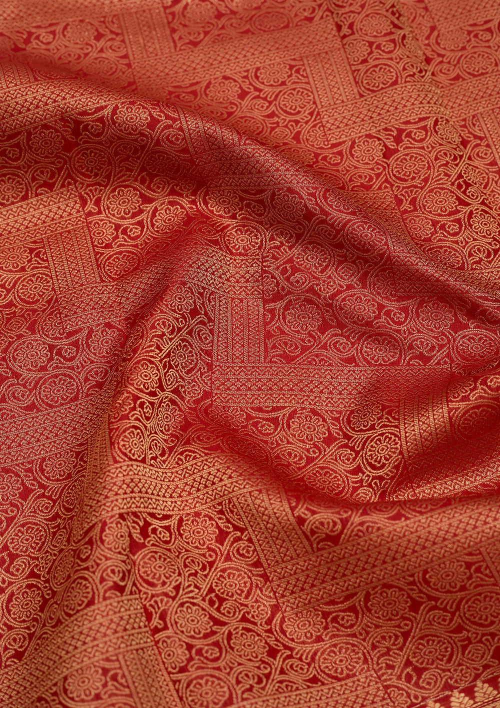 Red Zariwork Pure Silk Saree-Koskii