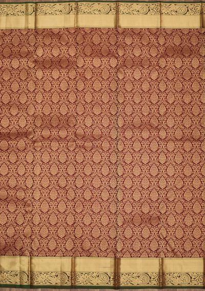Maroon Zariwork Pure Silk Saree-Koskii