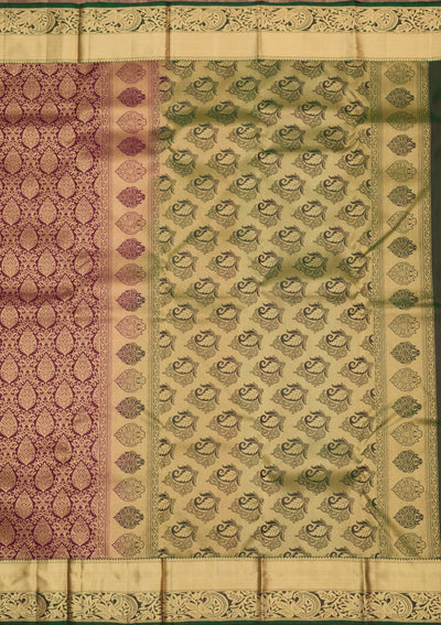 Wine Zariwork Pure Silk Saree-Koskii