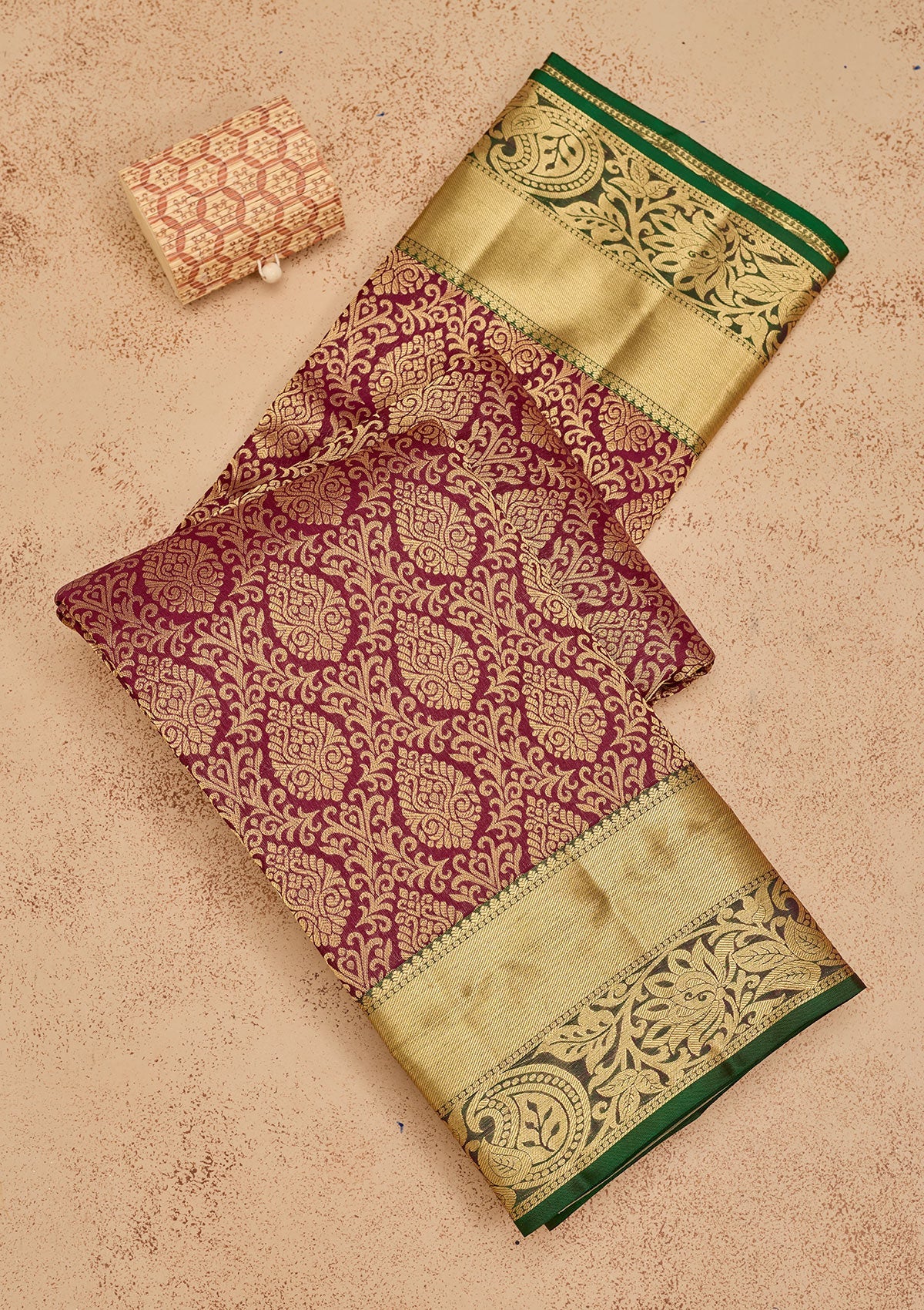 Wine Zariwork Pure Silk Saree-Koskii