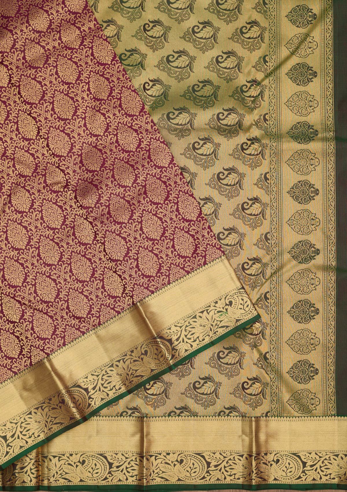 Wine Zariwork Pure Silk Saree-Koskii