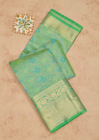 Green Zariwork Pure Silk Saree-Koskii