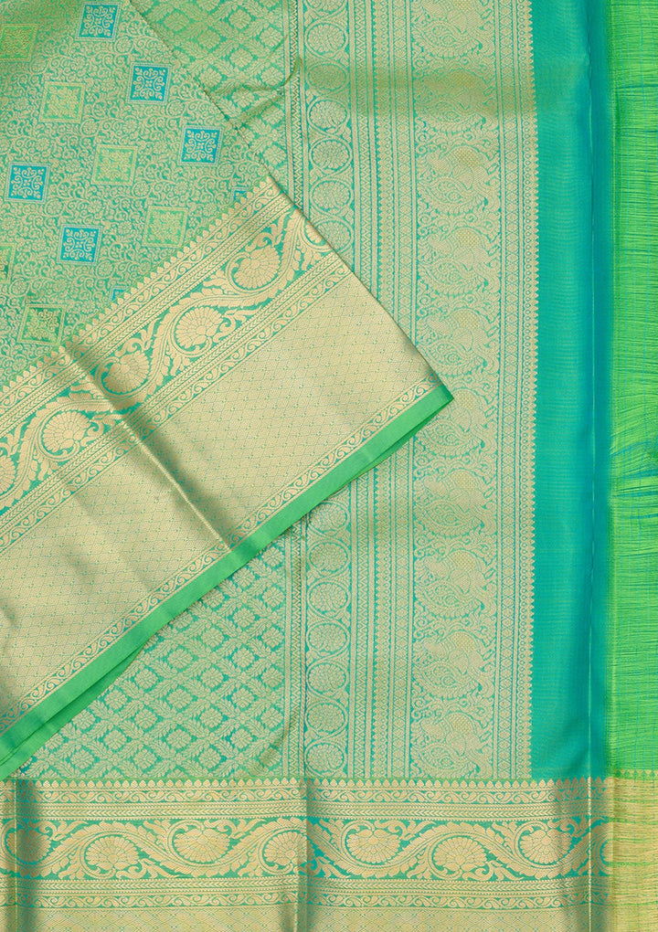 Green Zariwork Pure Silk Saree-Koskii