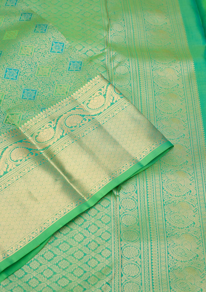 Green Zariwork Pure Silk Saree-Koskii