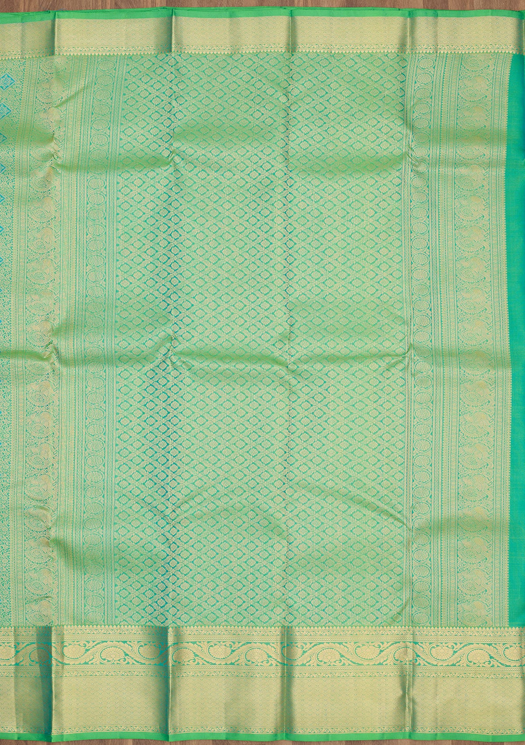 Green Zariwork Pure Silk Saree-Koskii