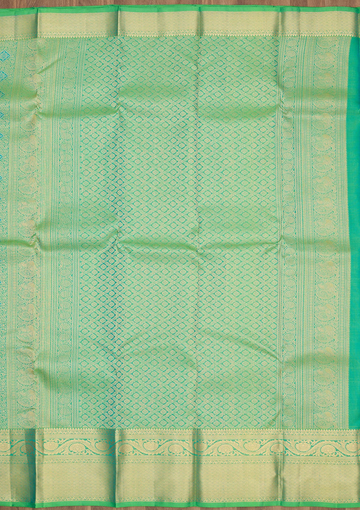 Green Zariwork Pure Silk Saree-Koskii