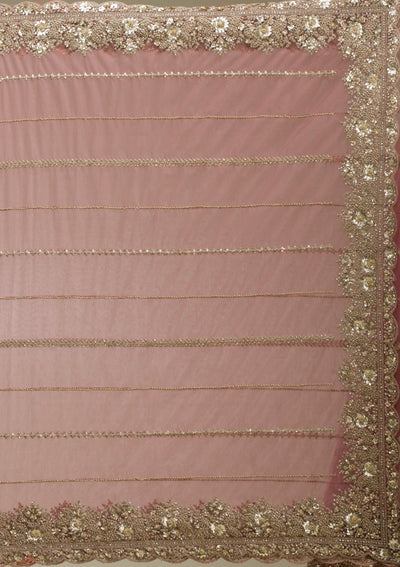 Mauve Zariwork Tissue Saree-Koskii