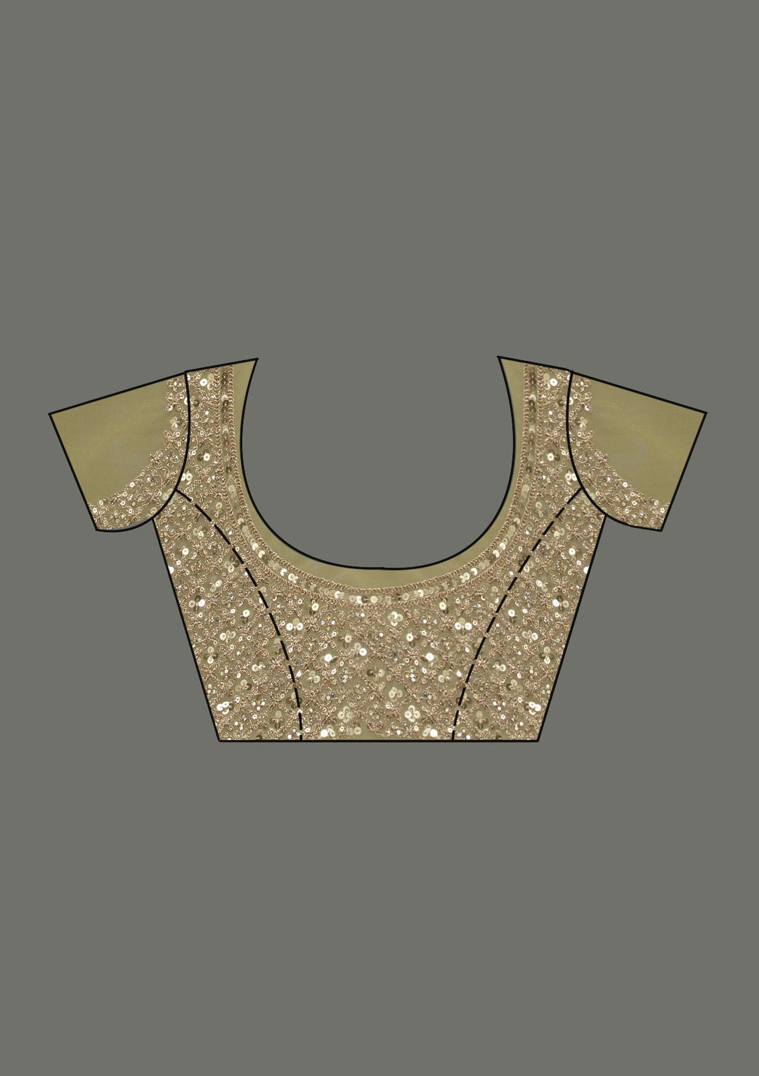 Mehendi Zariwork Tissue Saree-Koskii