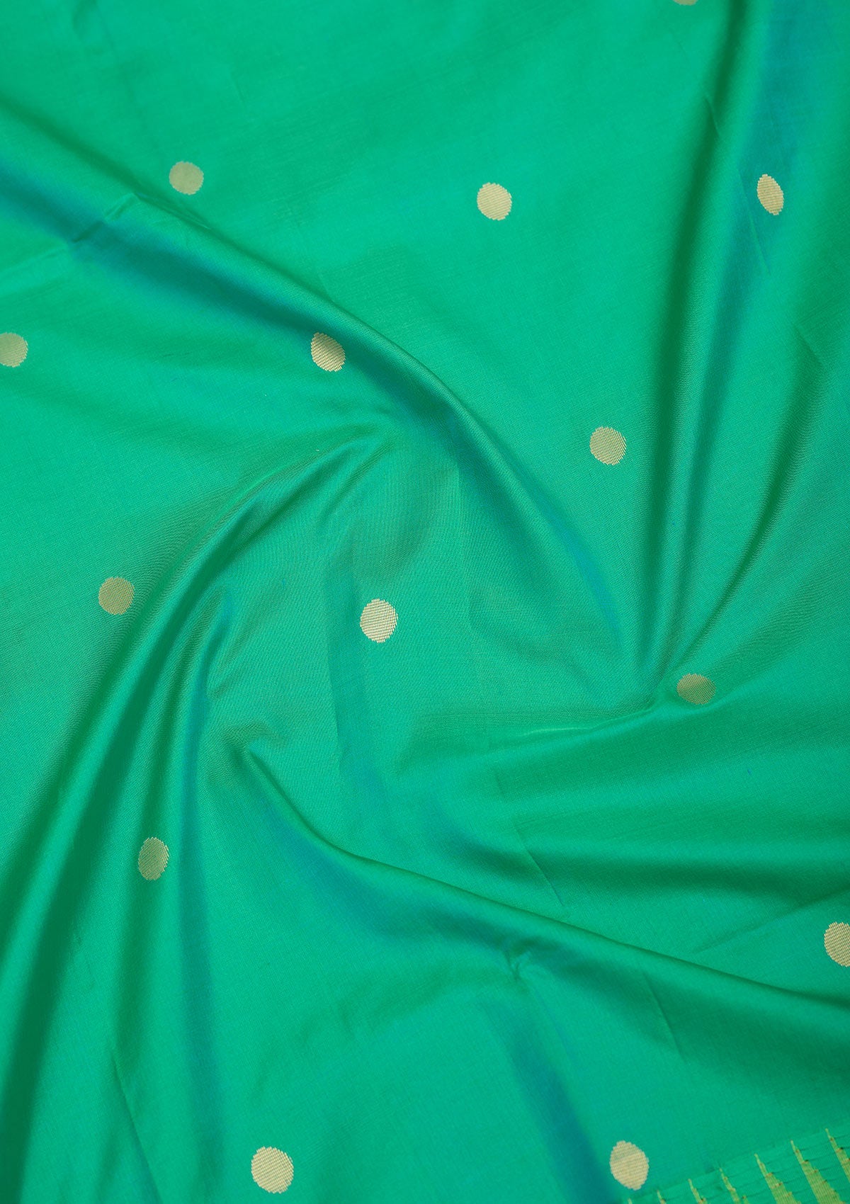 Peacock Green Zariwork Pure Silk Saree-Koskii