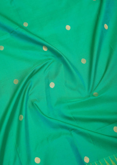 Peacock Green Zariwork Pure Silk Saree-Koskii
