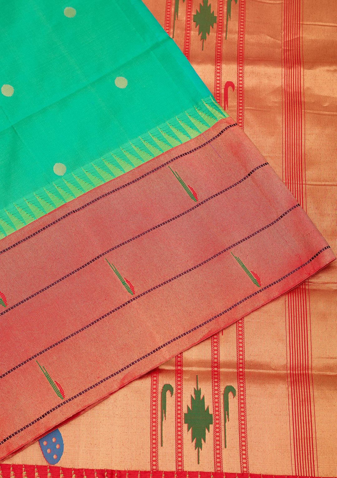 Peacock Green Zariwork Pure Silk Saree-Koskii