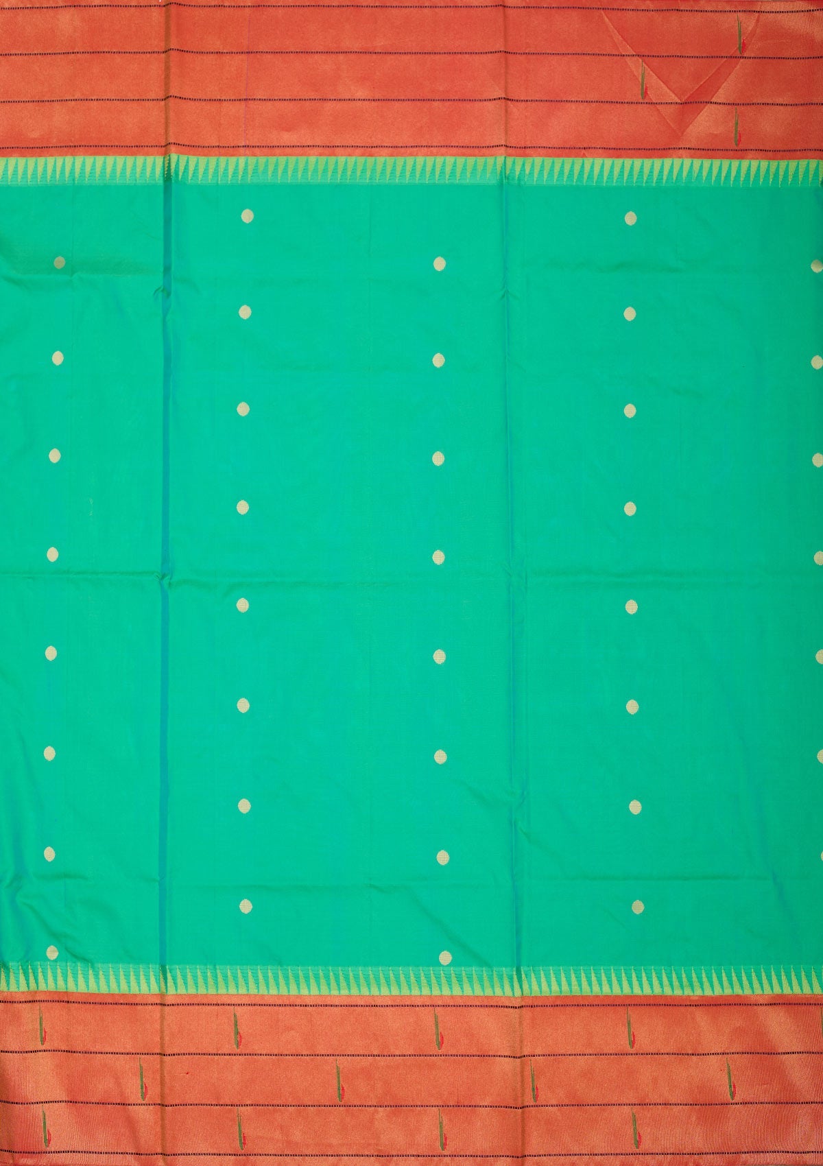 Peacock Green Zariwork Pure Silk Saree-Koskii