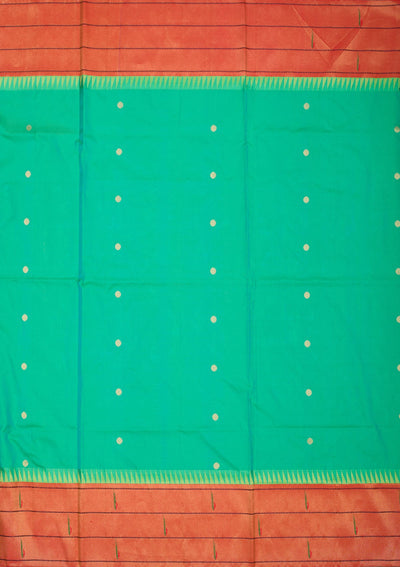 Peacock Green Zariwork Pure Silk Saree-Koskii