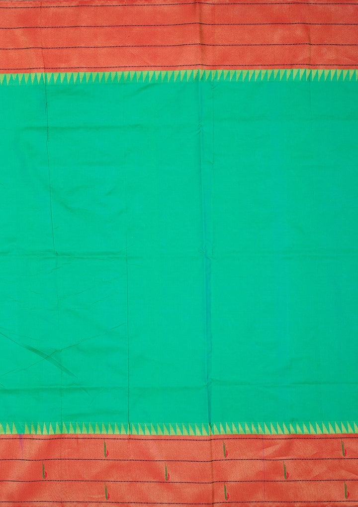 Peacock Green Zariwork Pure Silk Saree-Koskii