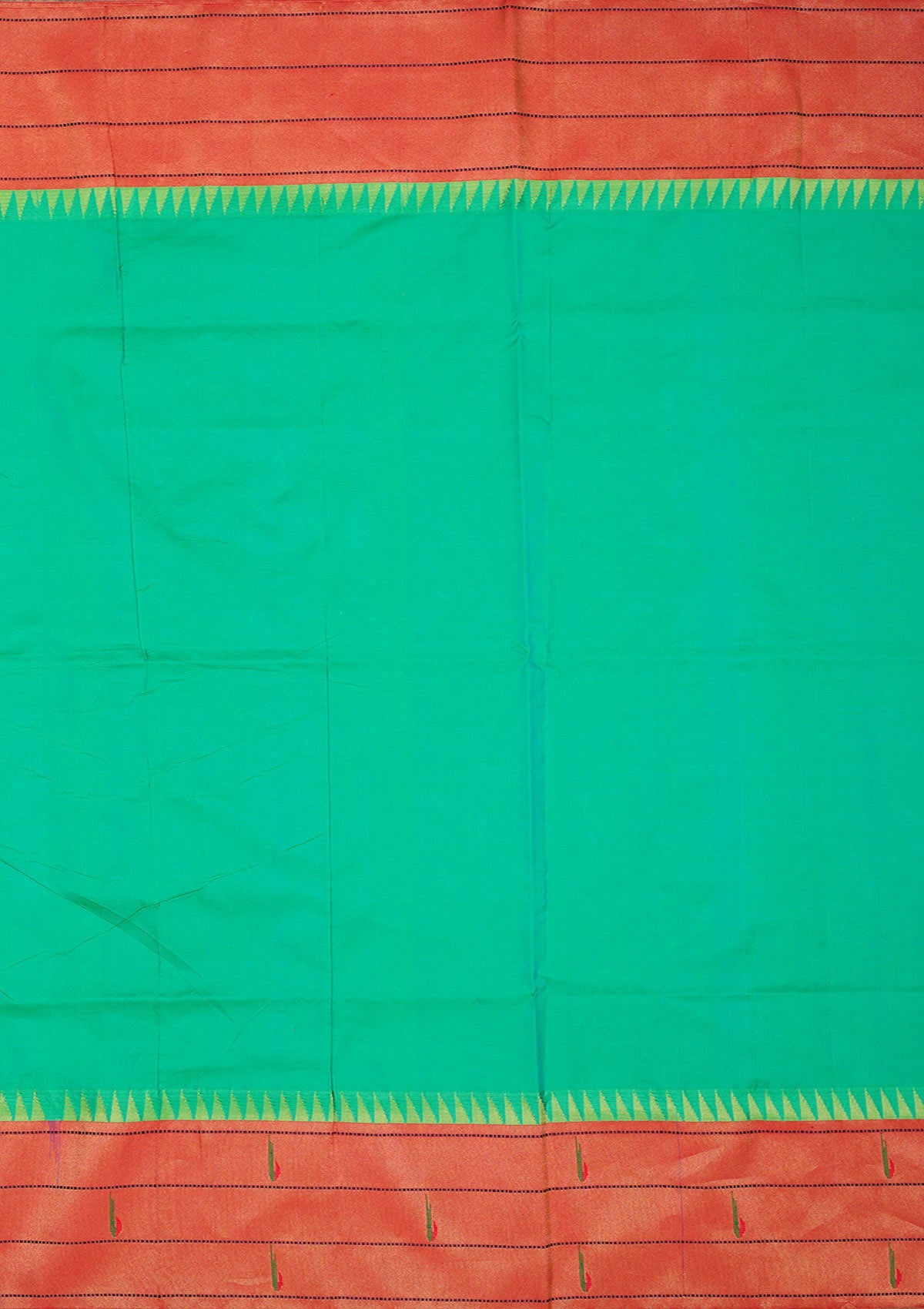 Peacock Green Zariwork Pure Silk Saree-Koskii