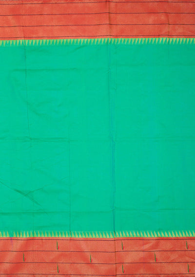 Peacock Green Zariwork Pure Silk Saree-Koskii