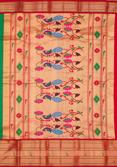 Bottle Green Zariwork Pure Silk Saree-Koskii