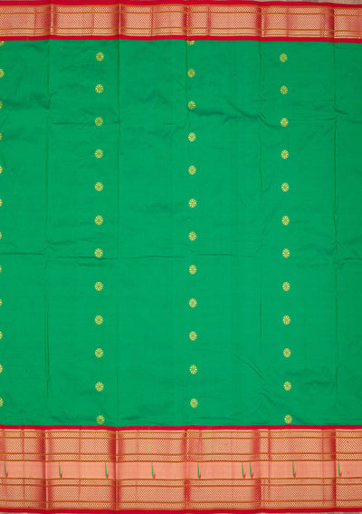 Bottle Green Zariwork Pure Silk Saree-Koskii