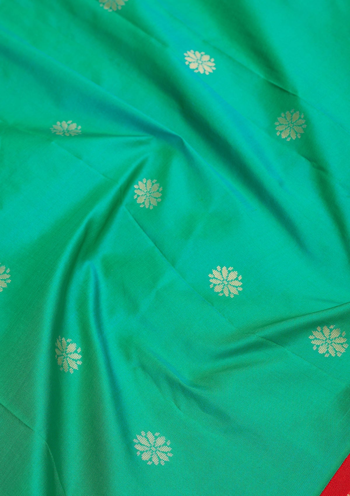Bottle Green Zariwork Pure Silk Saree-Koskii