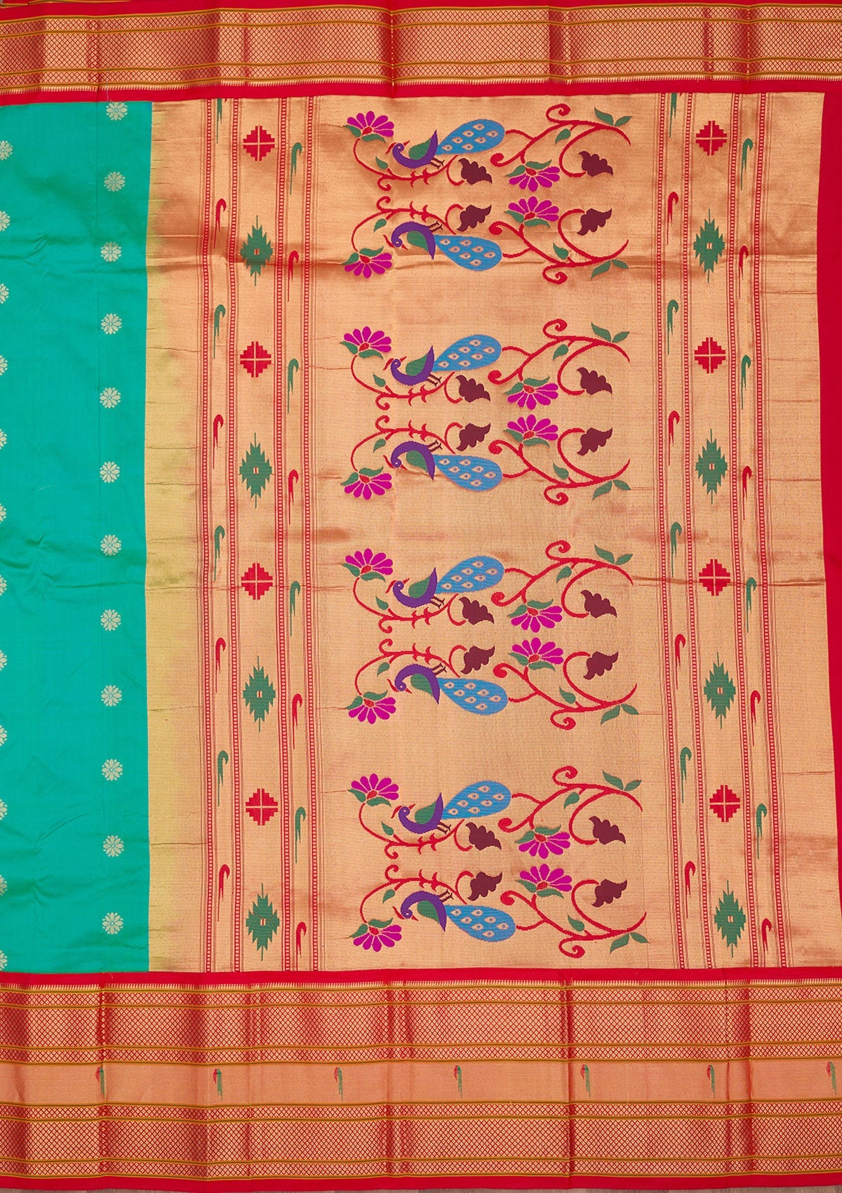 Bottle Green Zariwork Pure Silk Saree-Koskii
