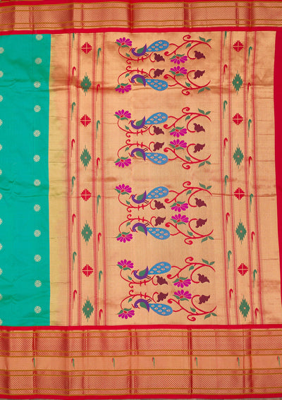 Bottle Green Zariwork Pure Silk Saree-Koskii