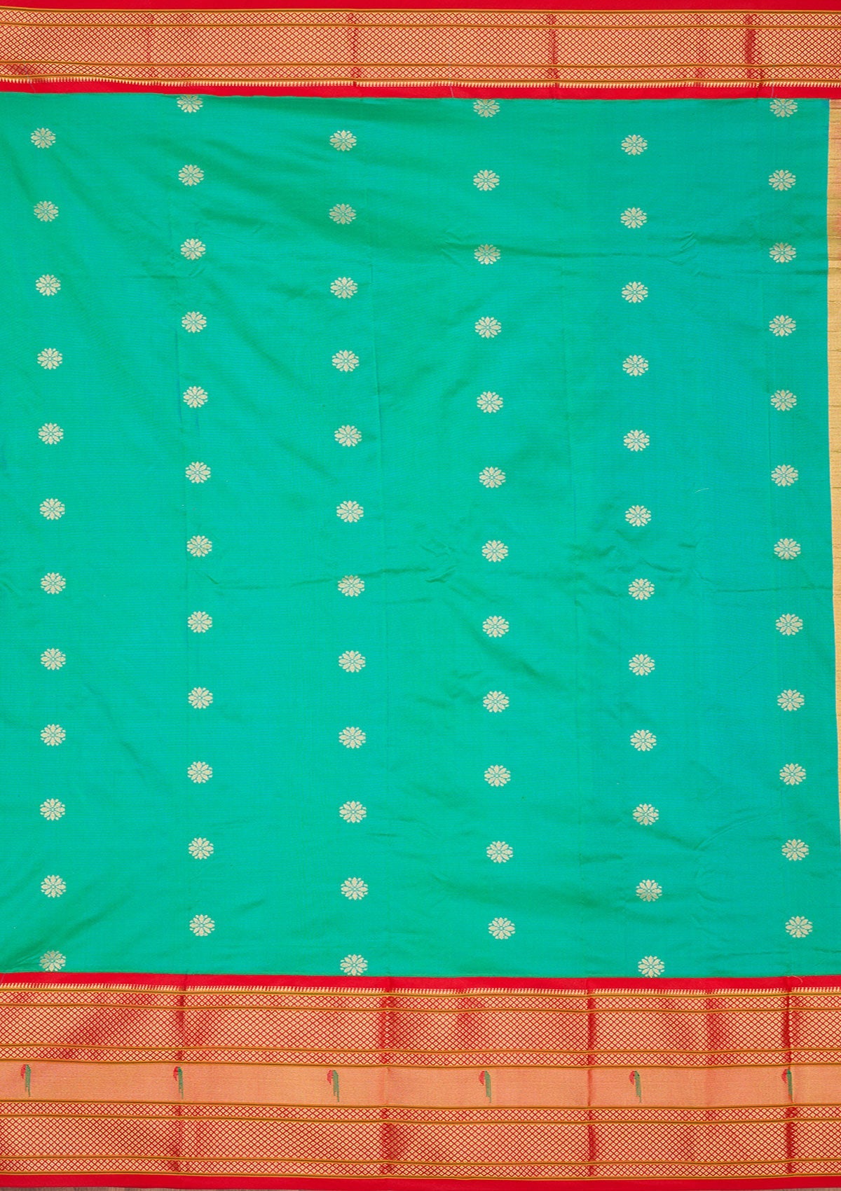 Bottle Green Zariwork Pure Silk Saree-Koskii