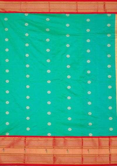 Bottle Green Zariwork Pure Silk Saree-Koskii