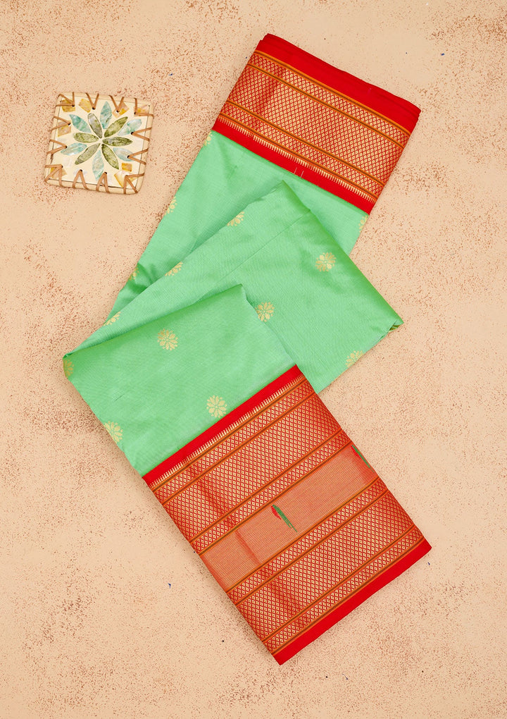 Green Zariwork Pure Silk Saree-Koskii