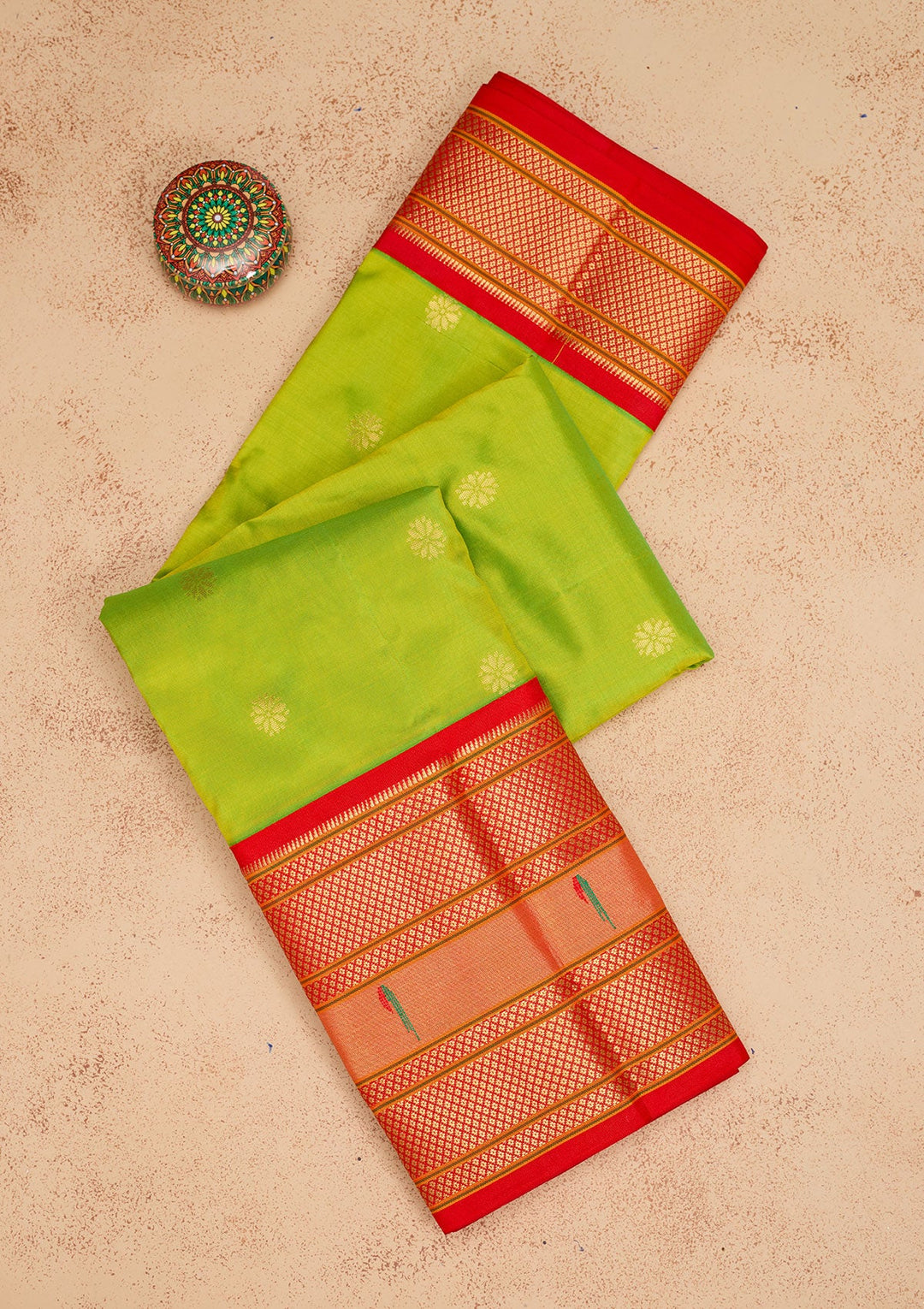 Parrot Green Zariwork Pure Silk Saree-Koskii