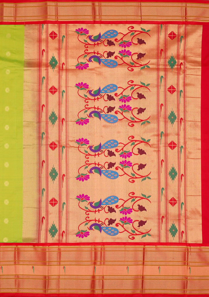 Parrot Green Zariwork Pure Silk Saree-Koskii