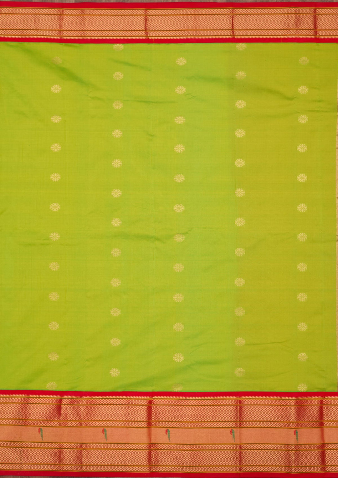 Parrot Green Zariwork Pure Silk Saree-Koskii