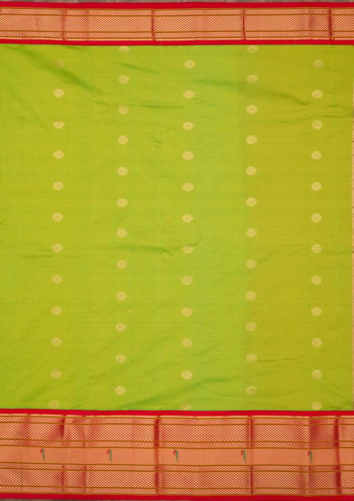 Parrot Green Zariwork Pure Silk Saree-Koskii
