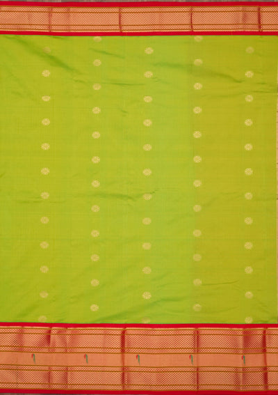 Parrot Green Zariwork Pure Silk Saree-Koskii