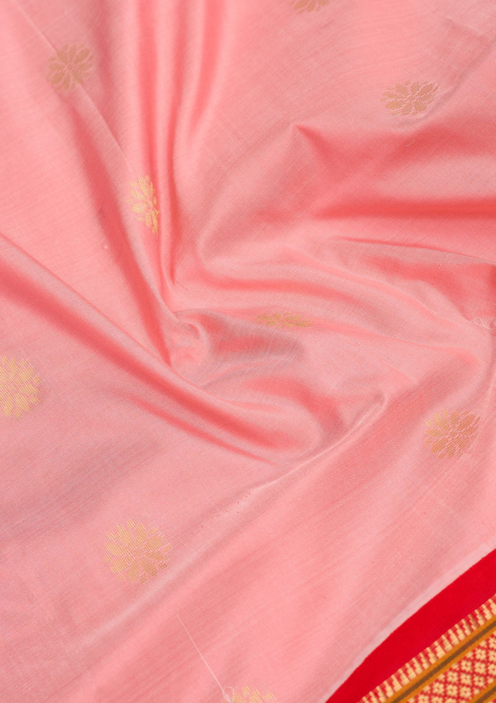 Peach Zariwork Pure Silk Saree-Koskii