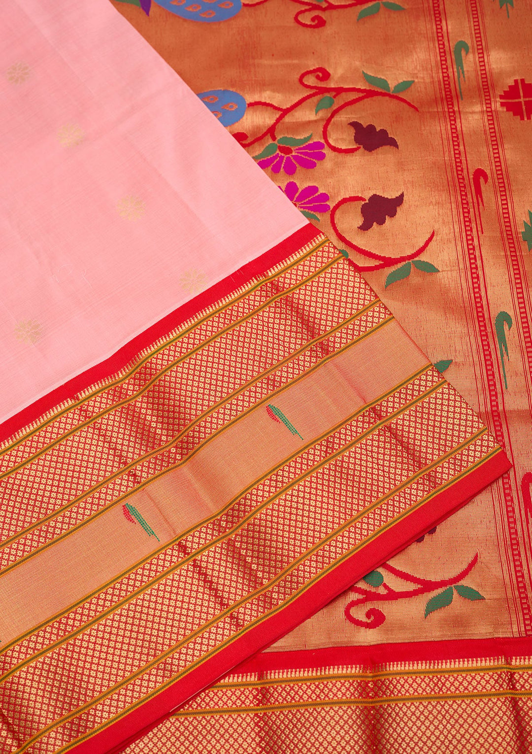 Peach Zariwork Pure Silk Saree-Koskii