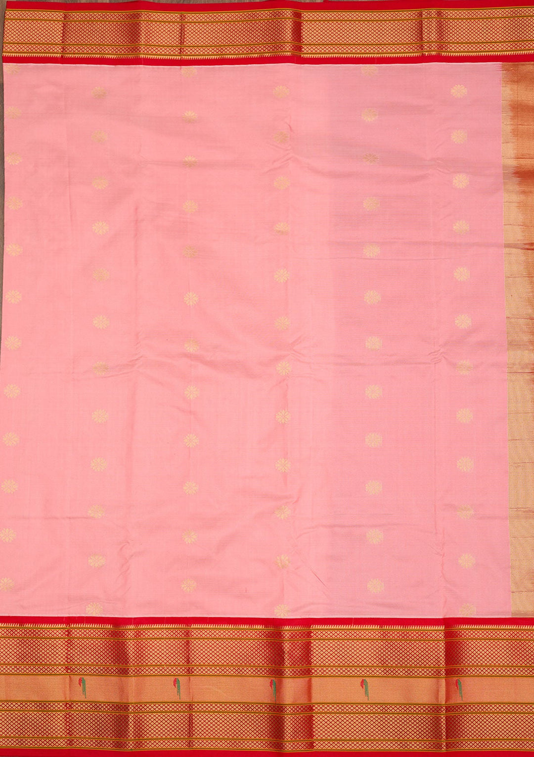 Peach Zariwork Pure Silk Saree-Koskii