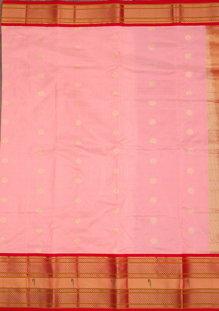 Peach Zariwork Pure Silk Saree-Koskii