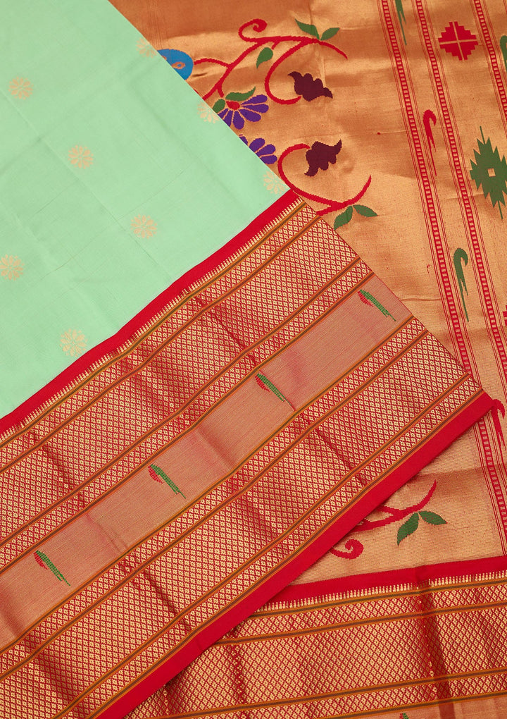 Sea Green Zariwork Pure Silk Saree-Koskii