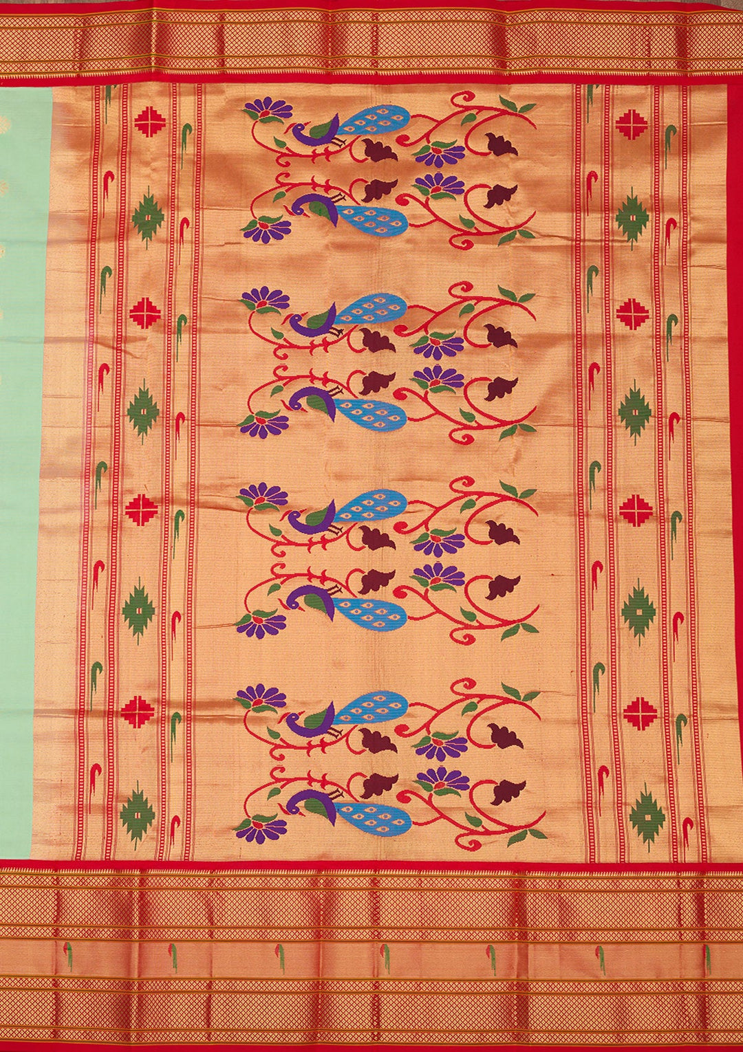 Sea Green Zariwork Pure Silk Saree-Koskii