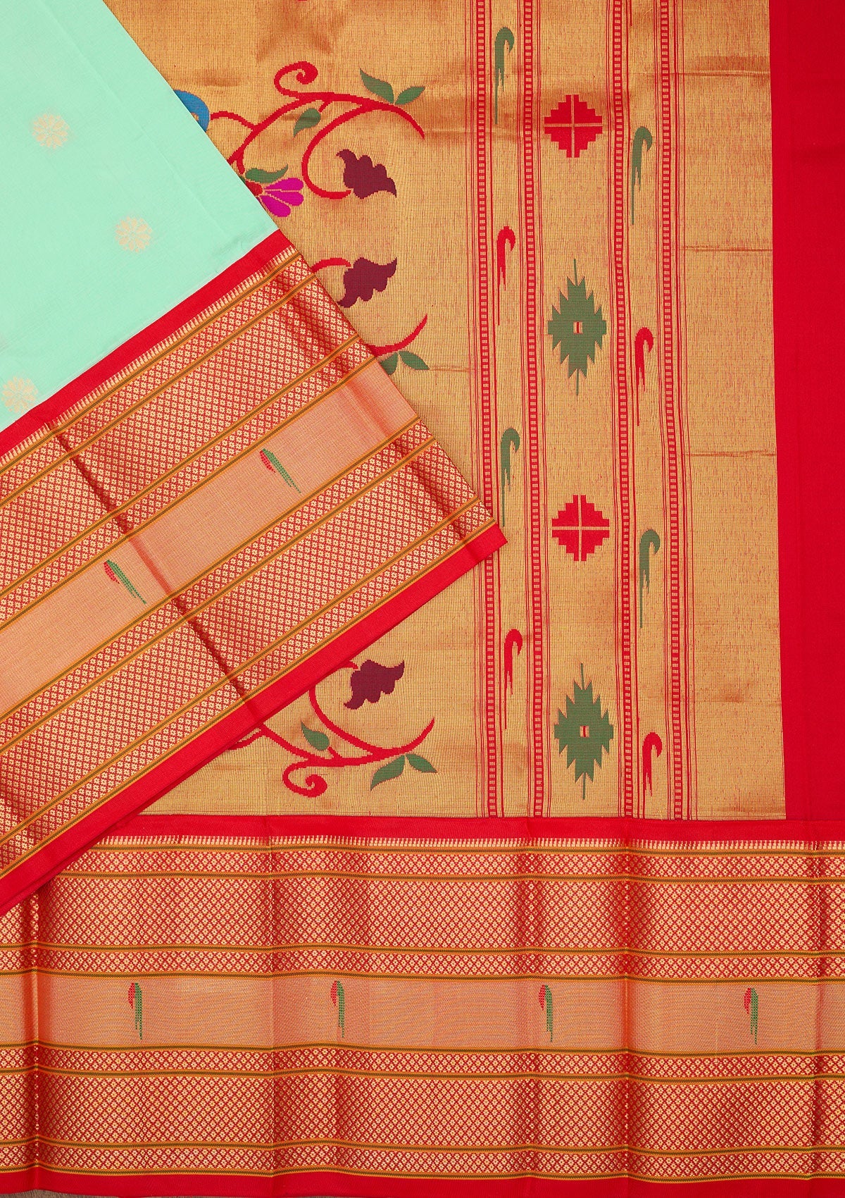 Sea Green Zariwork Pure Silk Saree-Koskii