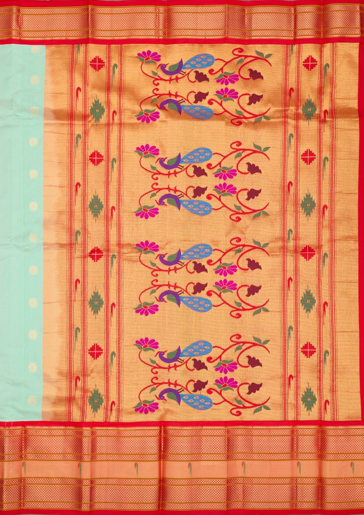 Sea Green Zariwork Pure Silk Saree-Koskii