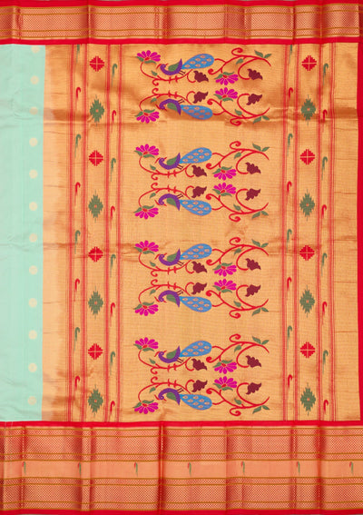 Sea Green Zariwork Pure Silk Saree-Koskii