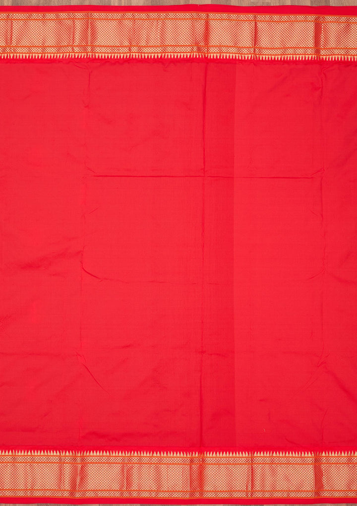 Bottle Green Zariwork Pure Silk Saree-Koskii