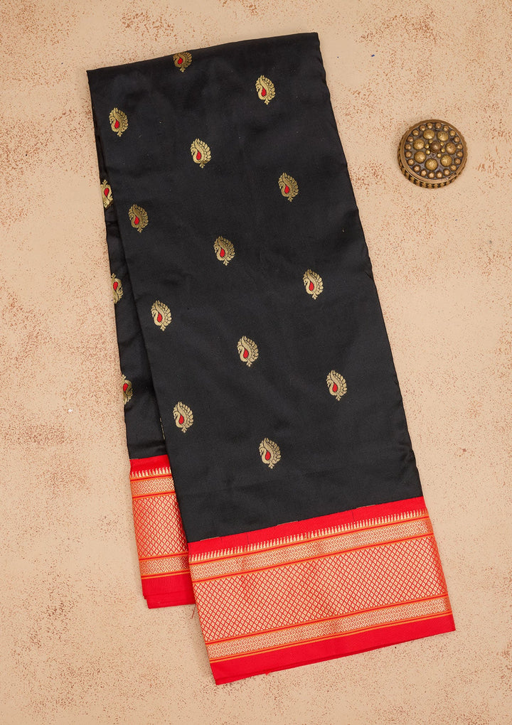 Black Zariwork Pure Silk Saree-Koskii
