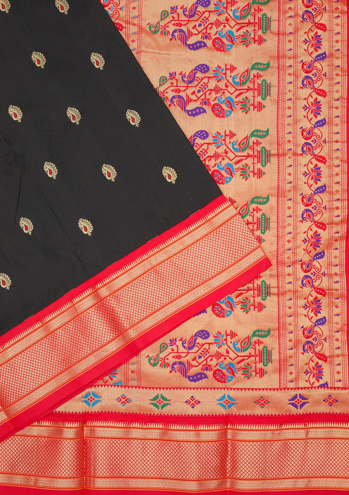 Black Zariwork Pure Silk Saree-Koskii