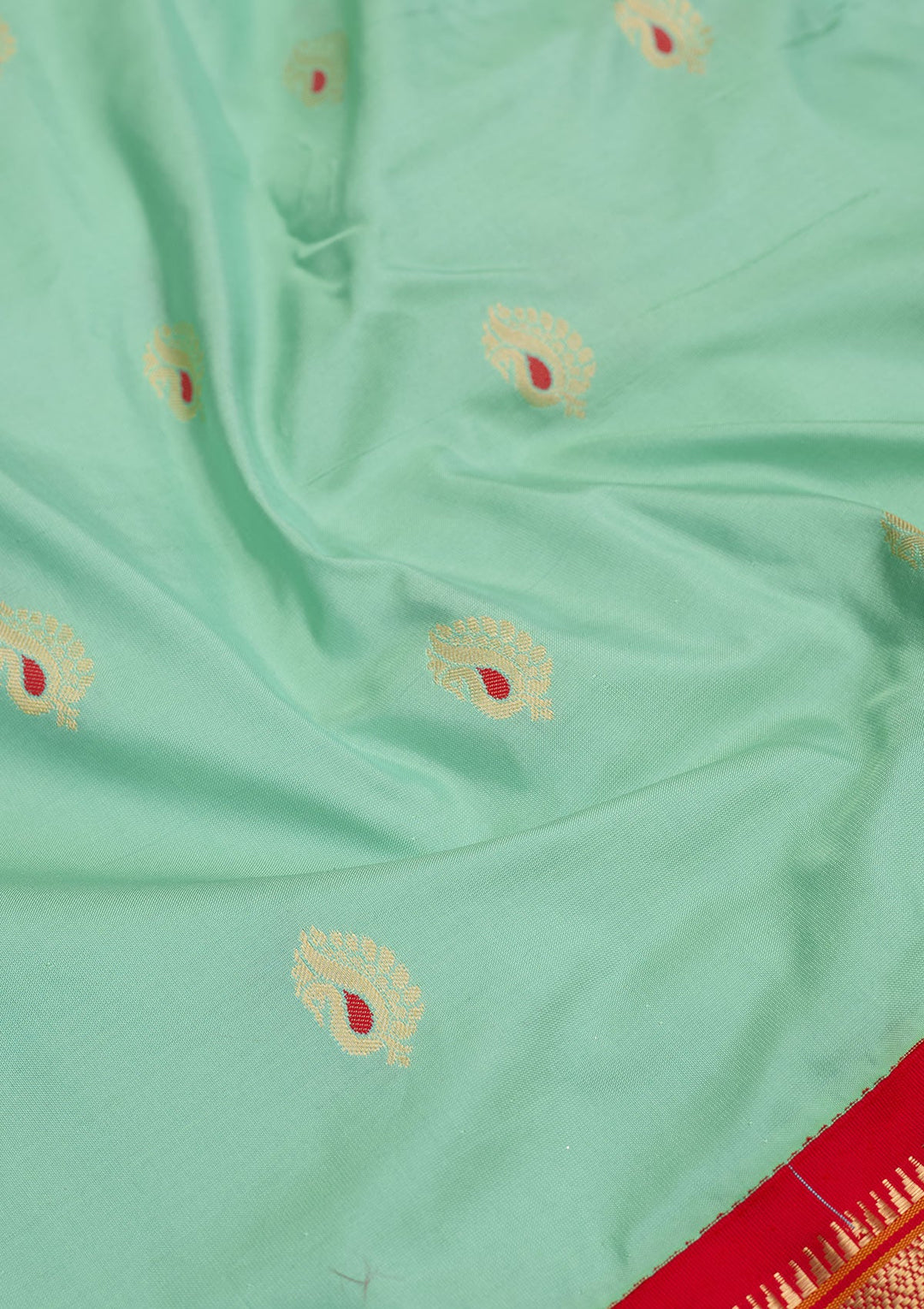 Sea Green Zariwork Pure Silk Saree-Koskii