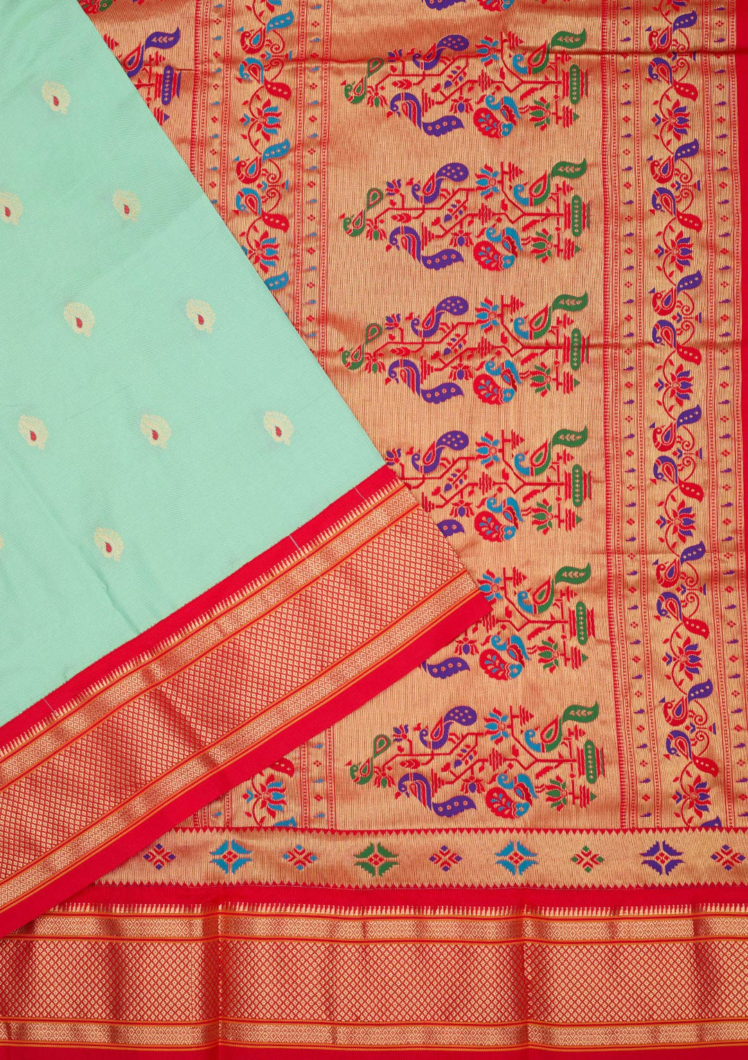 Sea Green Zariwork Pure Silk Saree-Koskii