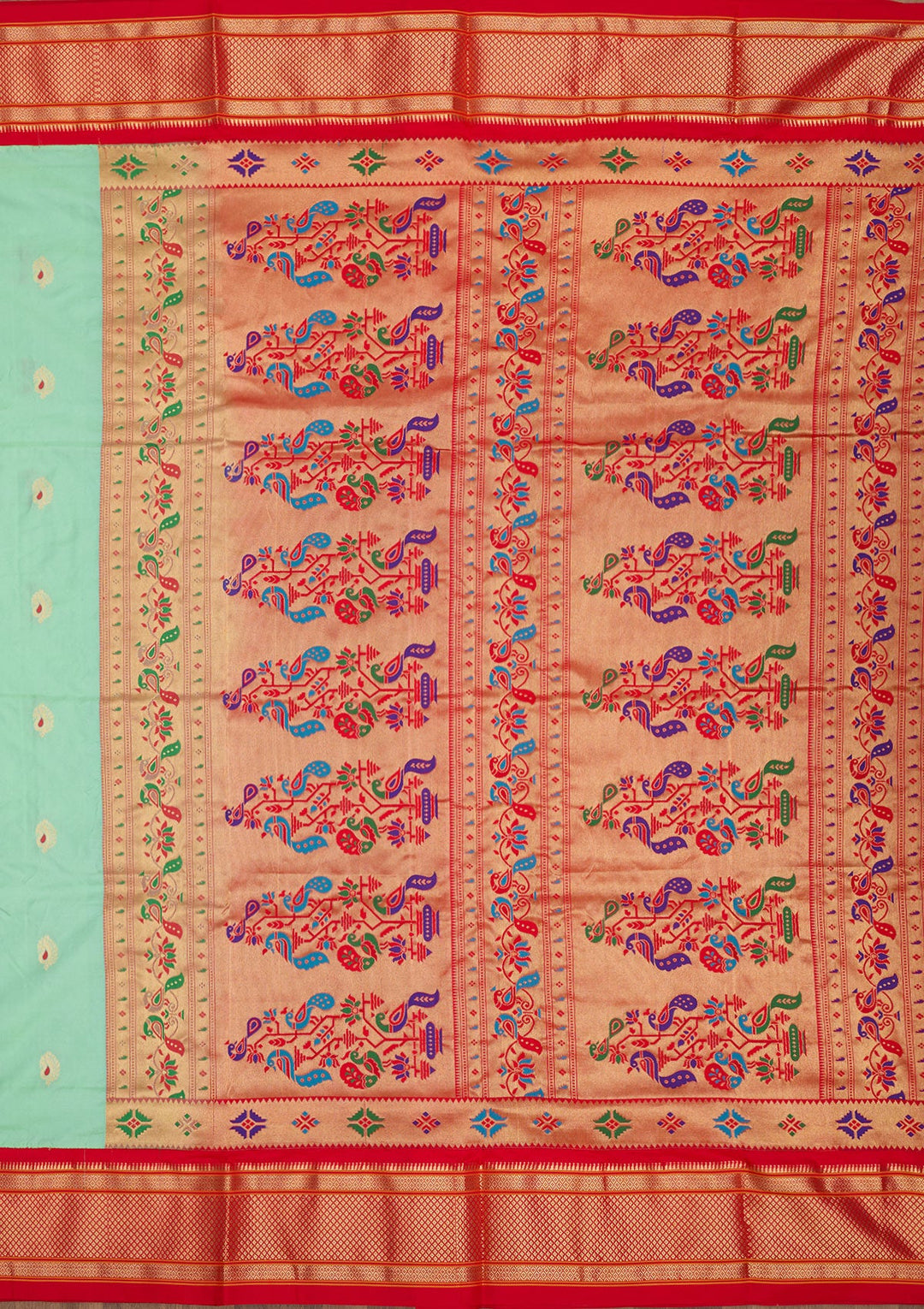 Sea Green Zariwork Pure Silk Saree-Koskii