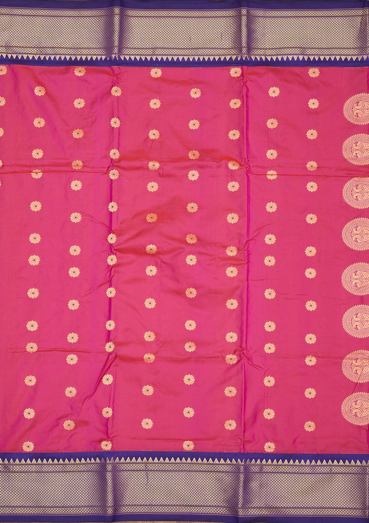 Magenta Pink Zariwork Pure Silk Saree-Koskii