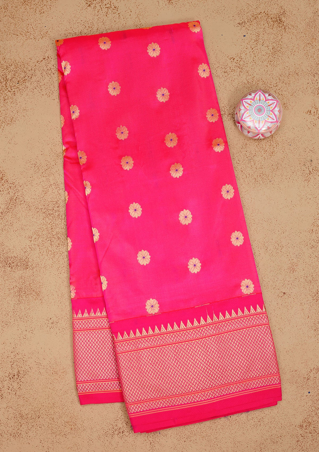 Rani Pink Zariwork Pure Silk Saree-Koskii